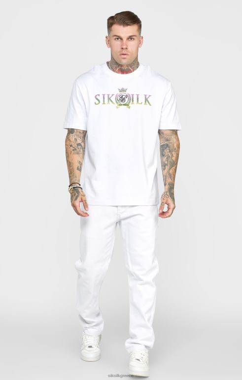 SikSilk λευκό τριαντάφυλλο τζιν σε ευθεία κοπή άνδρες ενδύματα 48N8Z550