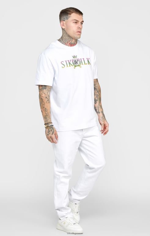 SikSilk λευκό τριαντάφυλλο τζιν σε ευθεία κοπή άνδρες ενδύματα 48N8Z550