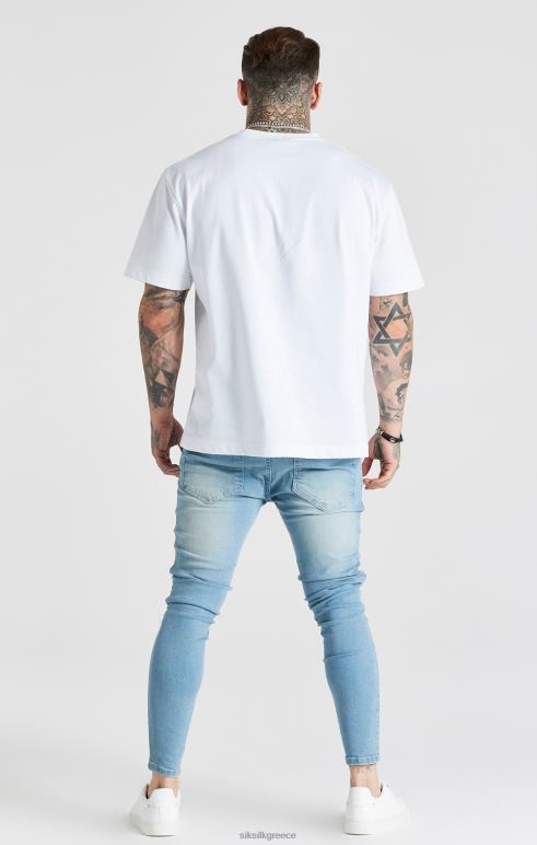 SikSilk μπλε πλυμένο βασικό ταλαιπωρημένο στενό τζιν άνδρες ενδύματα 48N8Z551