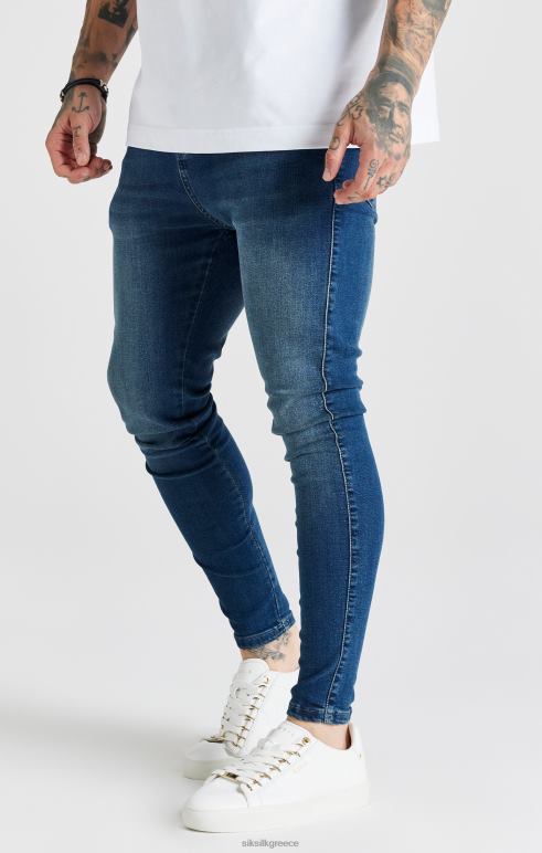 SikSilk μπλε πλυμένο απαραίτητο skinny jean άνδρες ενδύματα 48N8Z556