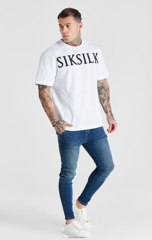 SikSilk μπλε πλυμένο απαραίτητο skinny jean άνδρες ενδύματα 48N8Z556