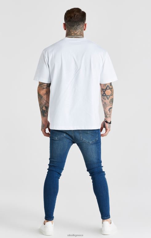 SikSilk μπλε πλυμένο απαραίτητο skinny jean άνδρες ενδύματα 48N8Z556