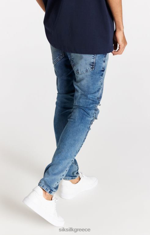 SikSilk γαλάζιο ταλαιπωρημένο slim fit jean άνδρες ενδύματα 48N8Z558