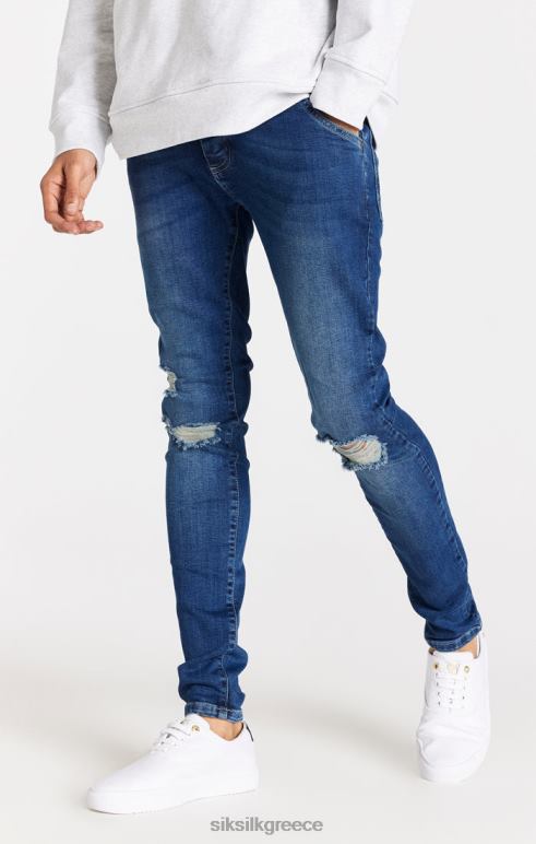 SikSilk μπλε ταλαιπωρημένο slim fit jean άνδρες ενδύματα 48N8Z563
