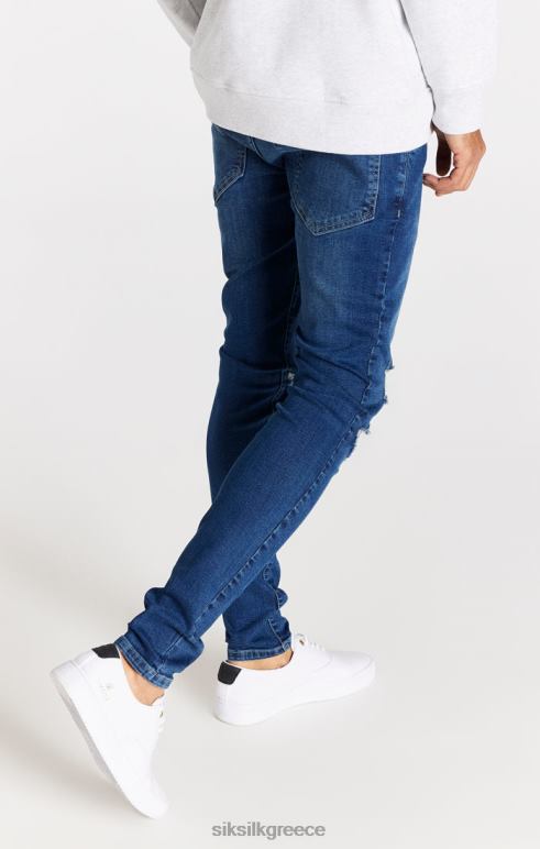 SikSilk μπλε ταλαιπωρημένο slim fit jean άνδρες ενδύματα 48N8Z563