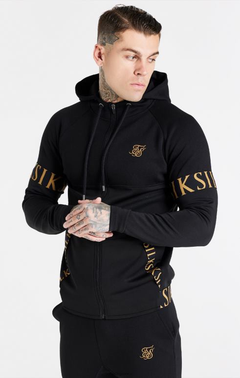 SikSilk μαύρο δυναμικό φερμουάρ μέσα από κουκούλα άνδρες ενδύματα 48N8Z416