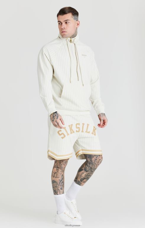 SikSilk εκρού ρετρό μισό φερμουάρ χωνί πάνω μέρος άνδρες ενδύματα 48N8Z438
