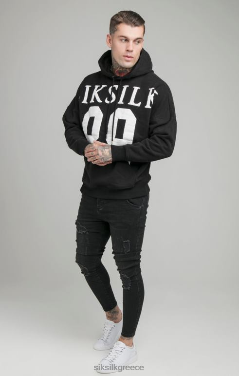 SikSilk μαύρη κουκούλα ώμου χαλαρής εφαρμογής άνδρες ενδύματα 48N8Z448