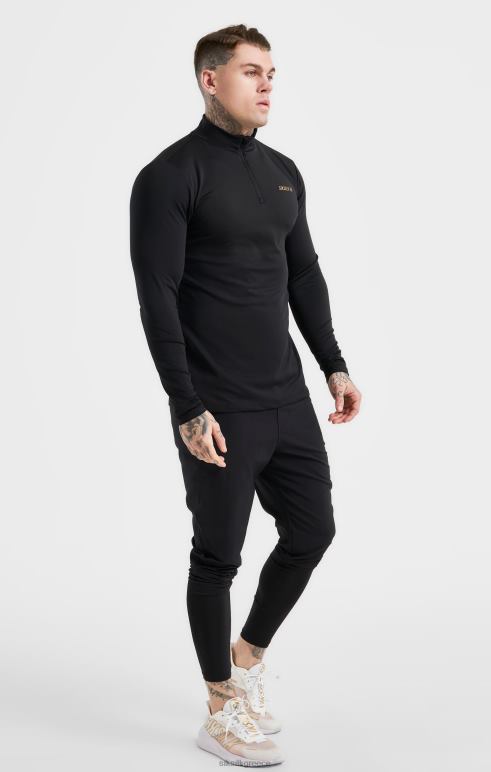 SikSilk μαύρο αθλητικό φερμουάρ άνδρες ενδύματα 48N8Z449