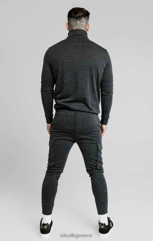 SikSilk κουκούλα με φερμουάρ τέταρτο τονικό έλεγχο - γκρι άνδρες ενδύματα 48N8Z450