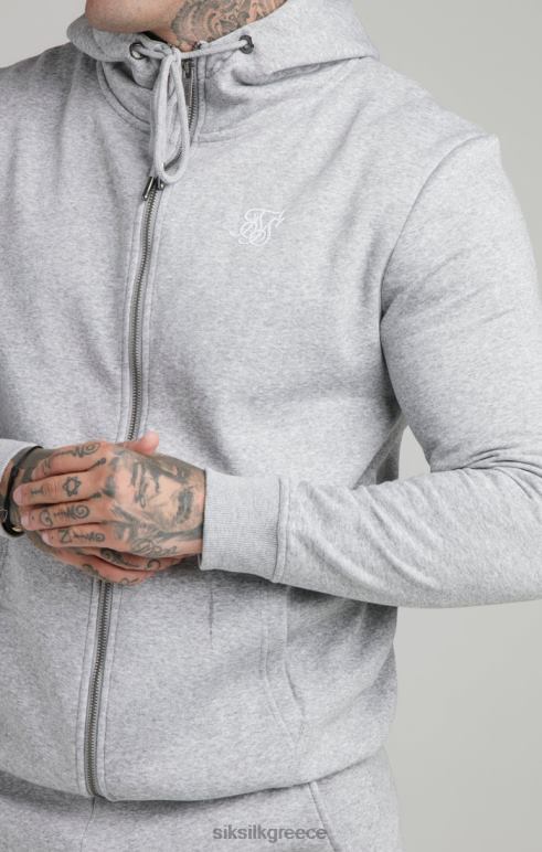 SikSilk Γκρι απαραίτητο φερμουάρ με κουκούλα στο λαιμό με χωνί άνδρες ενδύματα 48N8Z452