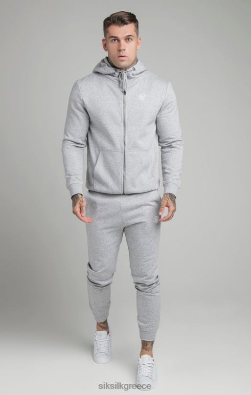 SikSilk Γκρι απαραίτητο φερμουάρ με κουκούλα στο λαιμό με χωνί άνδρες ενδύματα 48N8Z452