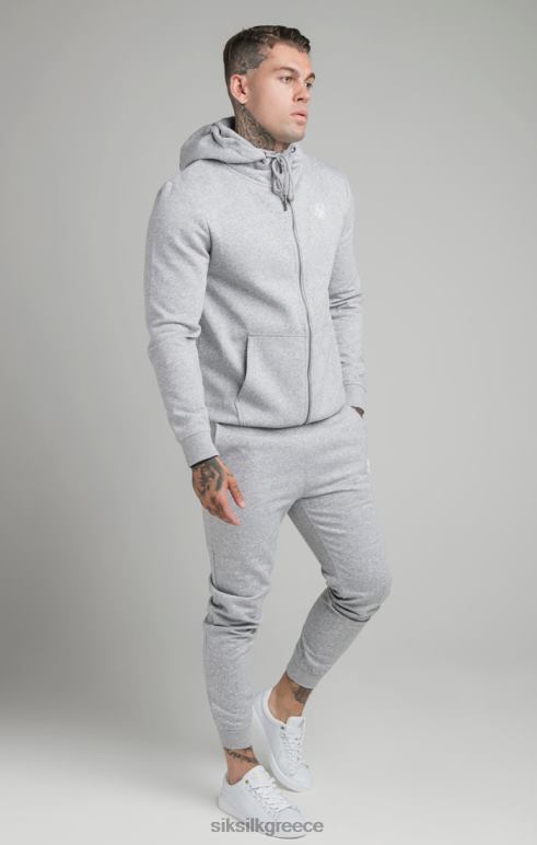 SikSilk Γκρι απαραίτητο φερμουάρ με κουκούλα στο λαιμό με χωνί άνδρες ενδύματα 48N8Z452