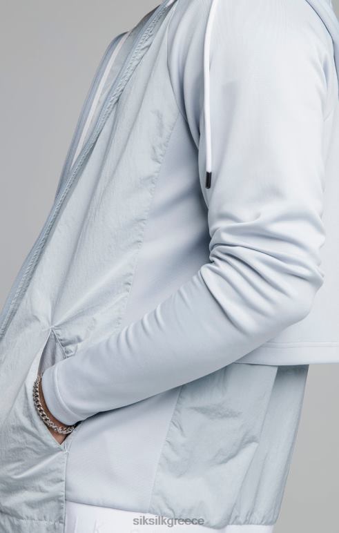 SikSilk μπλε προσαρμογή θρυμματισμένο νάιλον φερμουάρ μέσα από κουκούλα άνδρες ενδύματα 48N8Z455