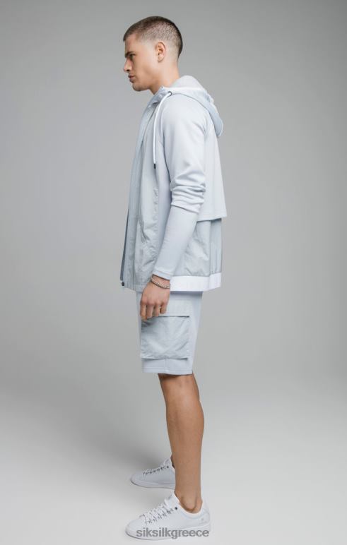 SikSilk μπλε προσαρμογή θρυμματισμένο νάιλον φερμουάρ μέσα από κουκούλα άνδρες ενδύματα 48N8Z455