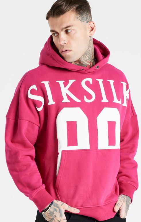 SikSilk ροζ φούτερ με κουκούλα με χαλαρή εφαρμογή άνδρες ενδύματα 48N8Z459