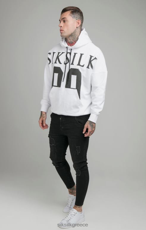 SikSilk κουκούλα με άσπρο σταγόνες ώμου χαλαρής εφαρμογής άνδρες ενδύματα 48N8Z460