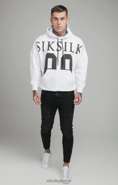 SikSilk κουκούλα με άσπρο σταγόνες ώμου χαλαρής εφαρμογής άνδρες ενδύματα 48N8Z460