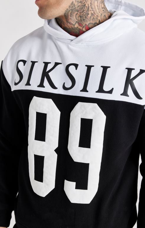 SikSilk Μαύρο ρετρό 89 print μεγάλου μεγέθους φούτερ άνδρες ενδύματα 48N8Z457