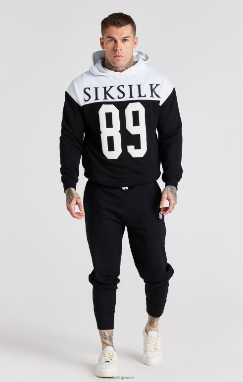 SikSilk Μαύρο ρετρό 89 print μεγάλου μεγέθους φούτερ άνδρες ενδύματα 48N8Z457