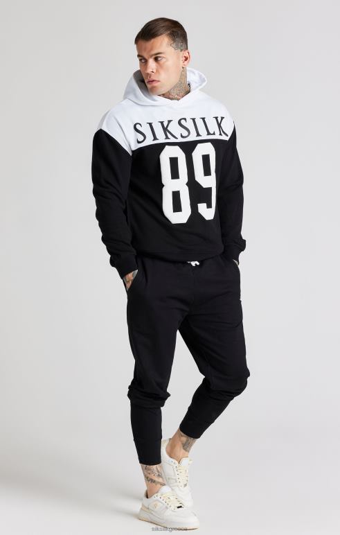 SikSilk Μαύρο ρετρό 89 print μεγάλου μεγέθους φούτερ άνδρες ενδύματα 48N8Z457
