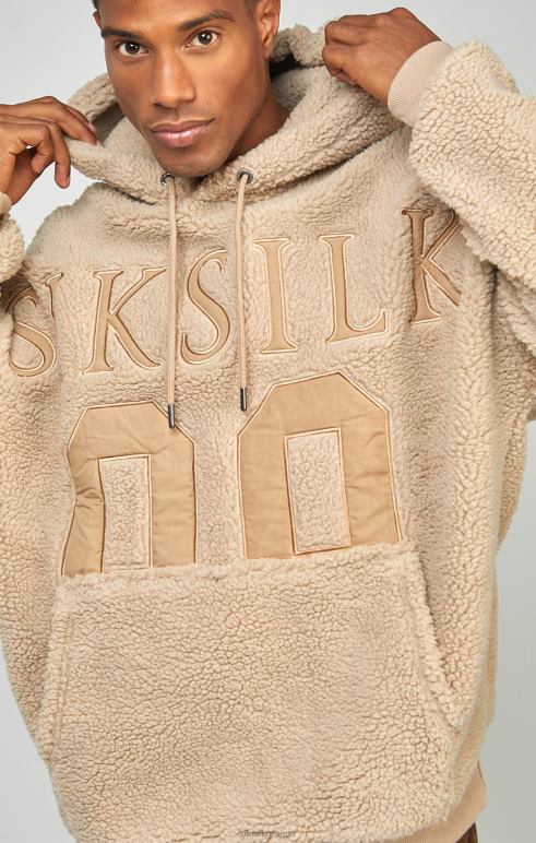 SikSilk Μπεζ κουκούλα borg 89 απλικέ άνδρες ενδύματα 48N8Z456