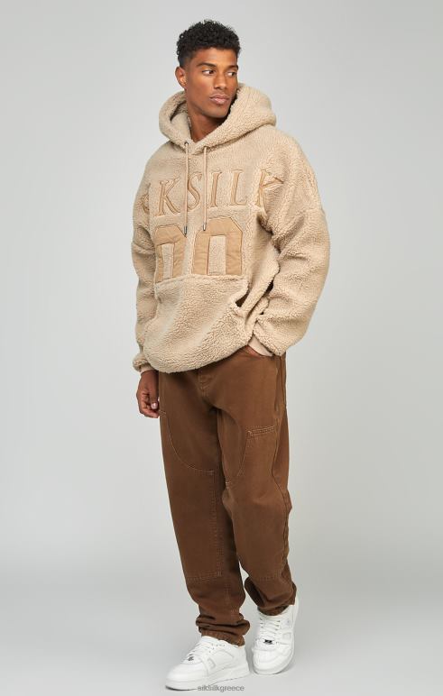 SikSilk Μπεζ κουκούλα borg 89 απλικέ άνδρες ενδύματα 48N8Z456