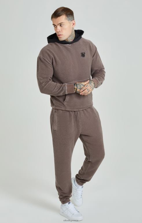 SikSilk πλυμένο καφέ βαρέων βαρών loopback υπερμεγέθη κουκούλα άνδρες ενδύματα 48N8Z430