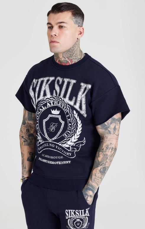 SikSilk φούτερ navy varsity άνδρες ενδύματα 48N8Z445