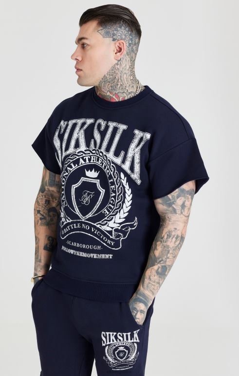 SikSilk φούτερ navy varsity άνδρες ενδύματα 48N8Z445