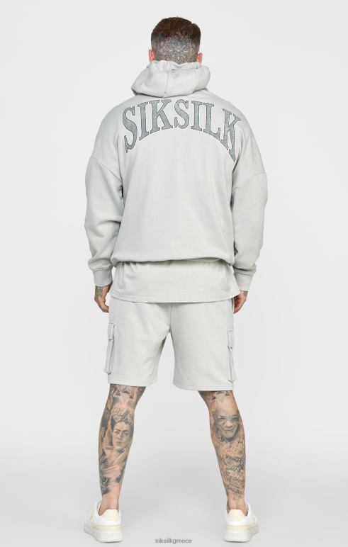 SikSilk Φούτερ μεγάλου μεγέθους σε γκρι varsity print άνδρες ενδύματα 48N8Z443