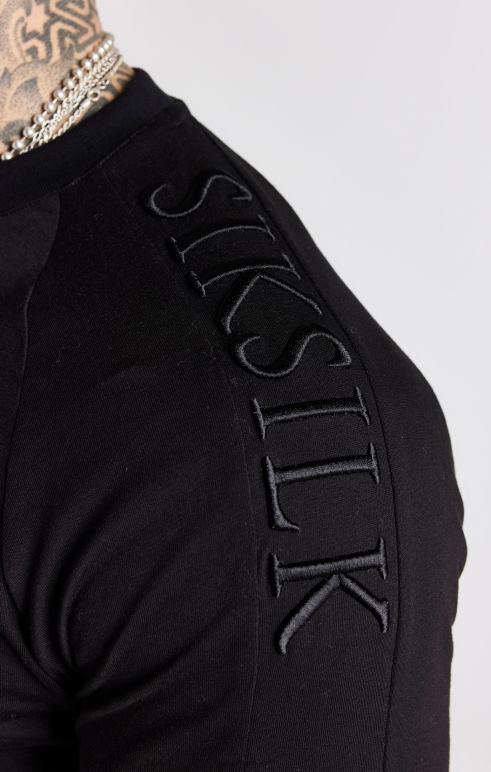 SikSilk μπλουζάκι σε μαύρο πάνελ άνδρες ενδύματα 48N8Z362