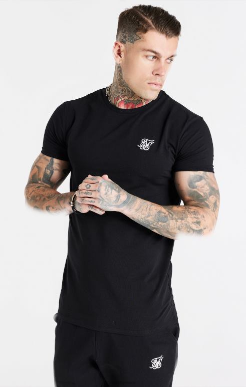 SikSilk μαύρο βασικό μπλουζάκι με κοντομάνικο φόρεμα άνδρες ενδύματα 48N8Z363