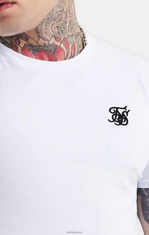 SikSilk λευκό απαραίτητο κοντομάνικο μπλουζάκι που ταιριάζει στους μυς άνδρες ενδύματα 48N8Z364