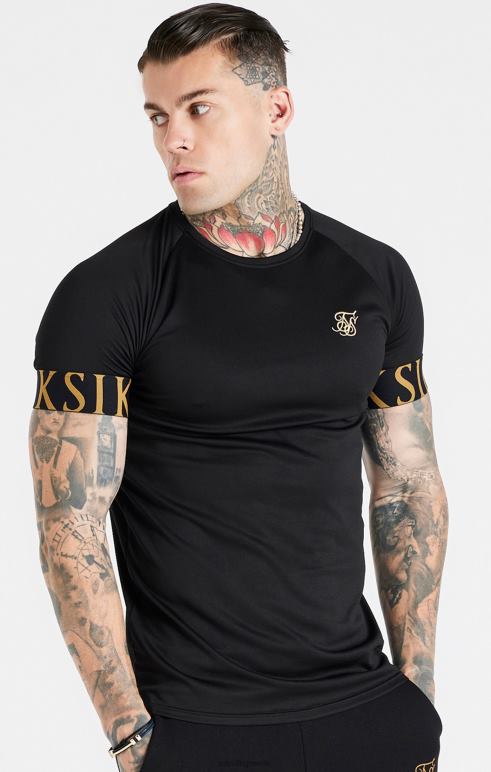 SikSilk μαύρη και χρυσή ελαστική μπλούζα με μανσέτα άνδρες ενδύματα 48N8Z368