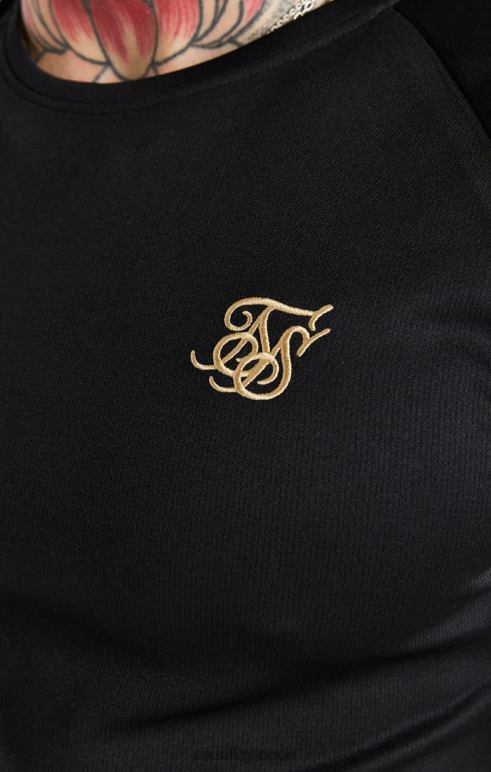 SikSilk μαύρη και χρυσή ελαστική μπλούζα με μανσέτα άνδρες ενδύματα 48N8Z368