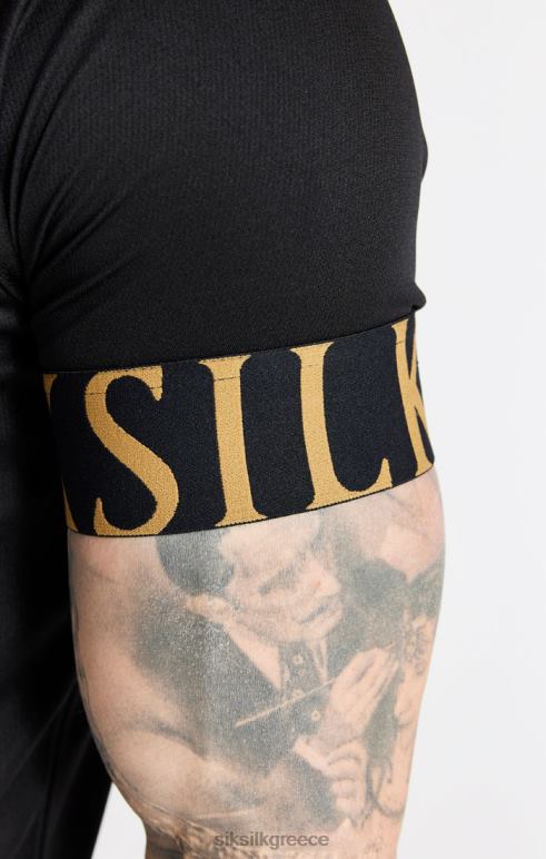 SikSilk μαύρη και χρυσή ελαστική μπλούζα με μανσέτα άνδρες ενδύματα 48N8Z368