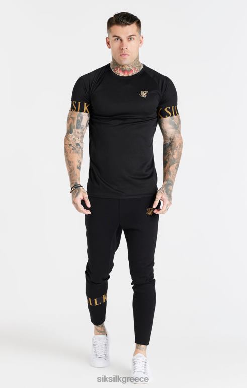 SikSilk μαύρη και χρυσή ελαστική μπλούζα με μανσέτα άνδρες ενδύματα 48N8Z368