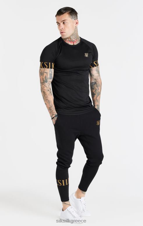 SikSilk μαύρη και χρυσή ελαστική μπλούζα με μανσέτα άνδρες ενδύματα 48N8Z368