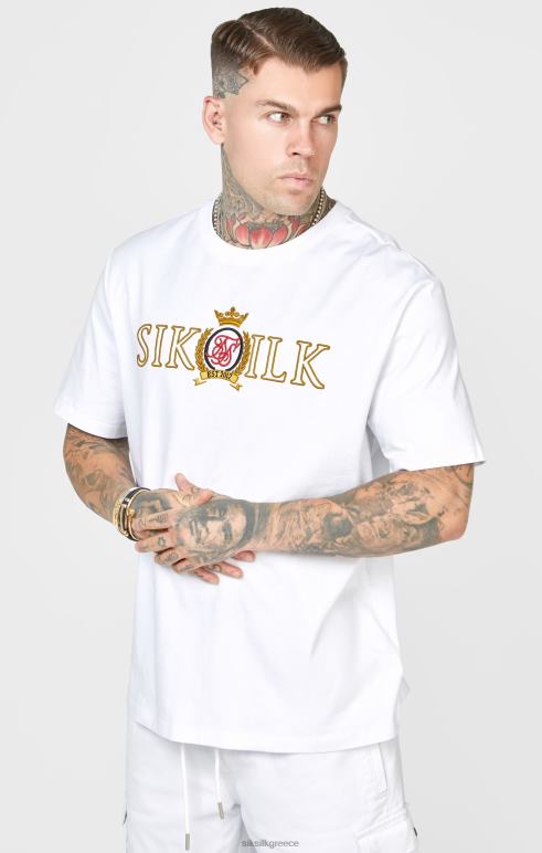 SikSilk λευκό μπλουζάκι με υπερμεγέθη λοφίο άνδρες ενδύματα 48N8Z376