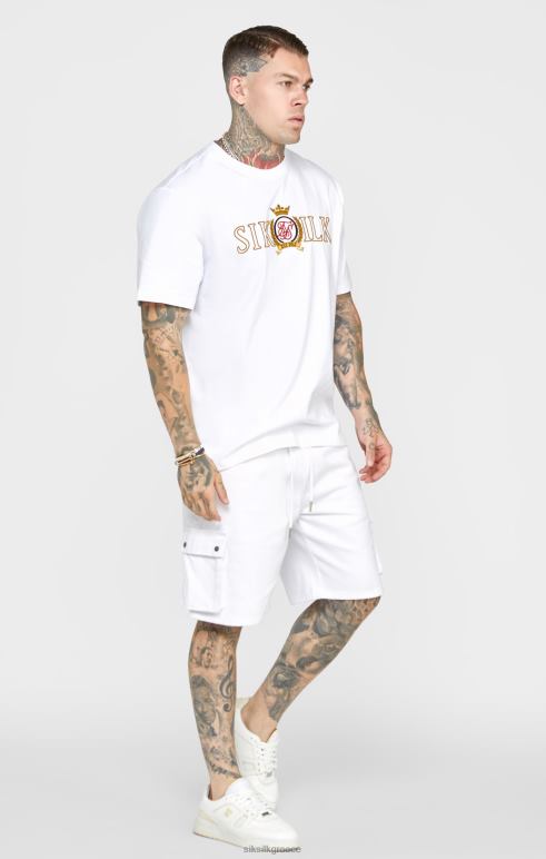 SikSilk λευκό μπλουζάκι με υπερμεγέθη λοφίο άνδρες ενδύματα 48N8Z376