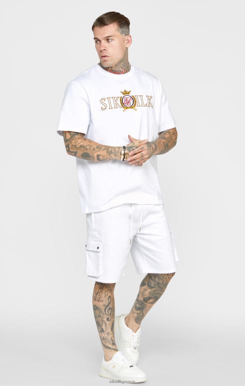 SikSilk λευκό μπλουζάκι με υπερμεγέθη λοφίο άνδρες ενδύματα 48N8Z376
