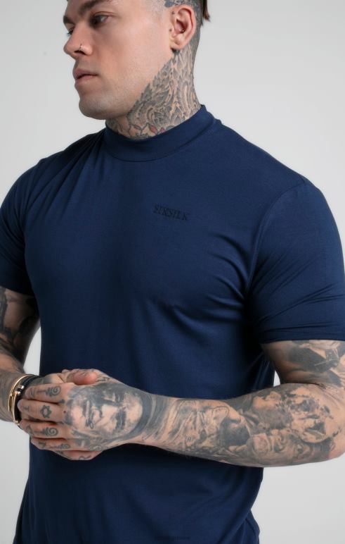 SikSilk ναυτικό μπλουζάκι με ψηλό λαιμό άνδρες ενδύματα 48N8Z379