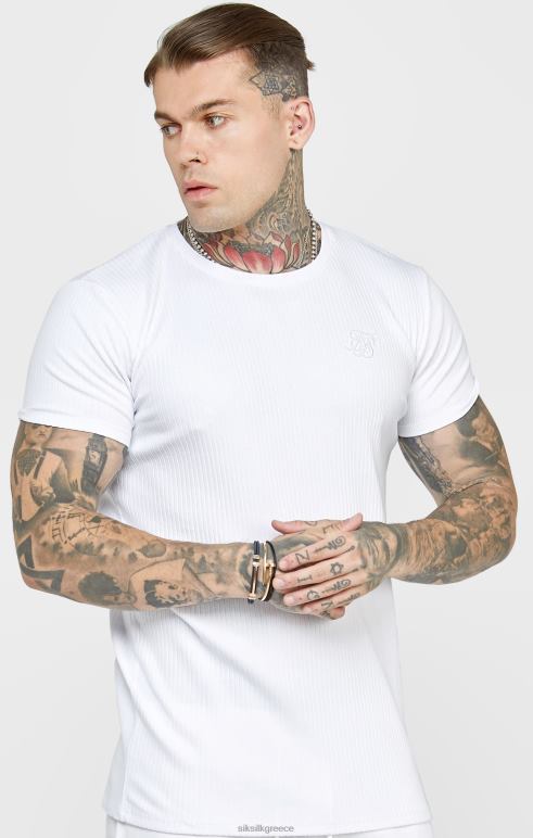 SikSilk λευκό πλεκτό μπλουζάκι άνδρες ενδύματα 48N8Z381