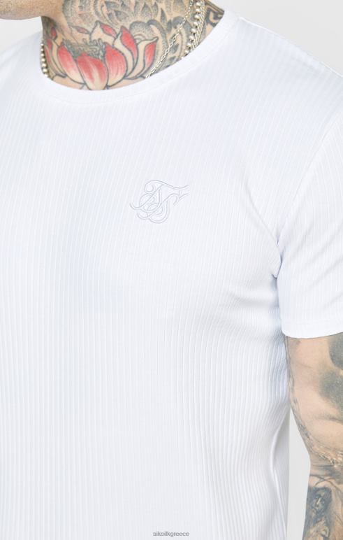 SikSilk λευκό πλεκτό μπλουζάκι άνδρες ενδύματα 48N8Z381