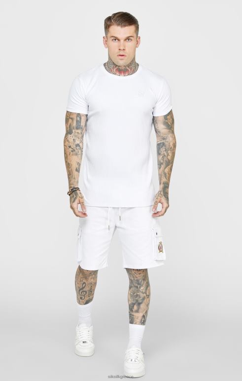 SikSilk λευκό πλεκτό μπλουζάκι άνδρες ενδύματα 48N8Z381