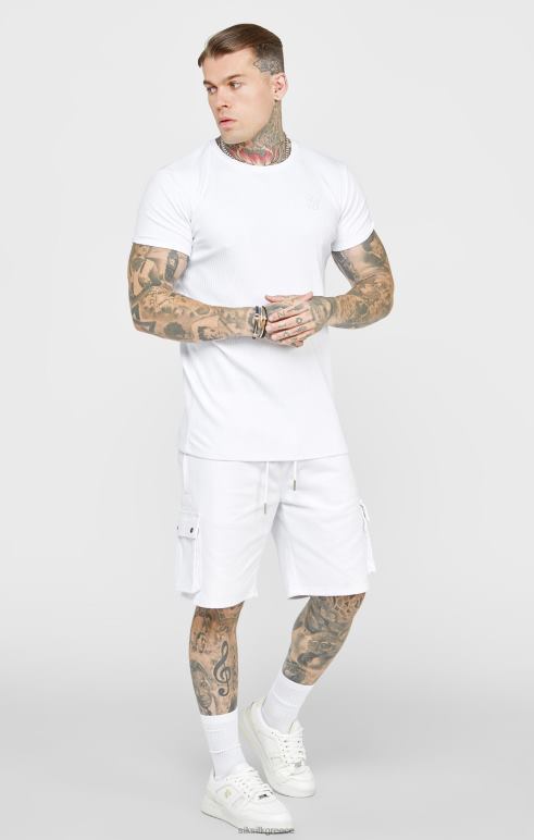 SikSilk λευκό πλεκτό μπλουζάκι άνδρες ενδύματα 48N8Z381