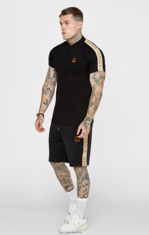 SikSilk μαύρο λοφίο κοντομάνικο πόλο άνδρες ενδύματα 48N8Z385