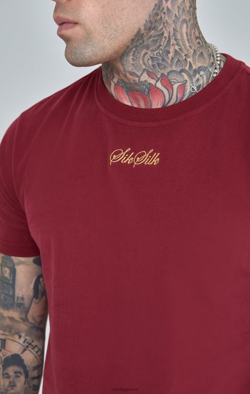 SikSilk Μπλουζάκι μεγάλου μεγέθους με λογότυπο σε μπορντό σενάριο άνδρες ενδύματα 48N8Z386