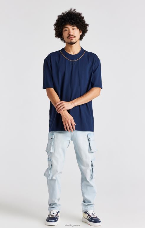 SikSilk ναυτικό μπλουζάκι με αλυσίδα άνδρες ενδύματα 48N8Z389